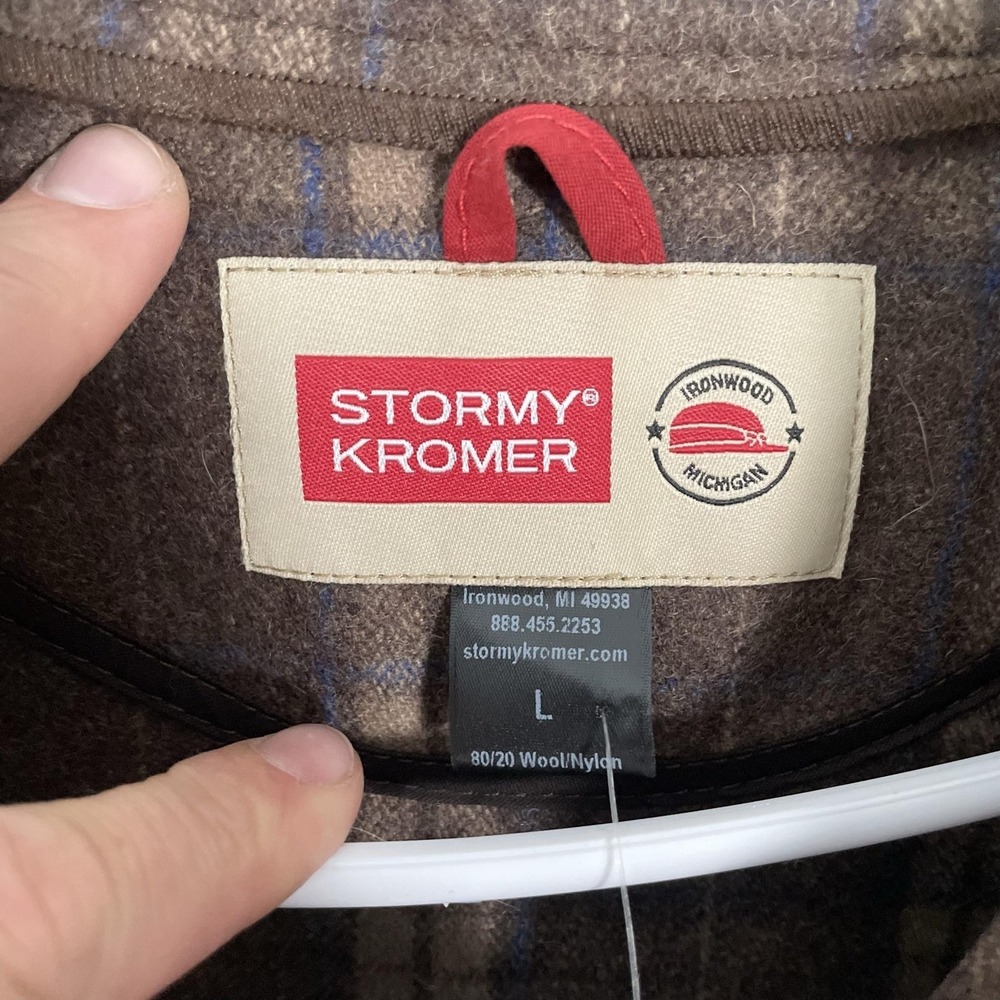 Stormy Kromer The Ironwood Vest Mens Large Brown Wool Plaid Full Zip Outdoor - Picture 6 of 10